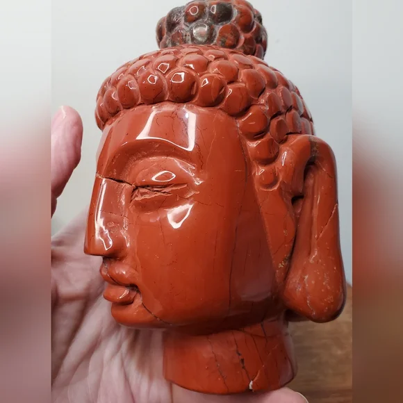 3.3 lbs Red Jasper Crystal Buddha Head, 6 inches - Picture 10 of 15